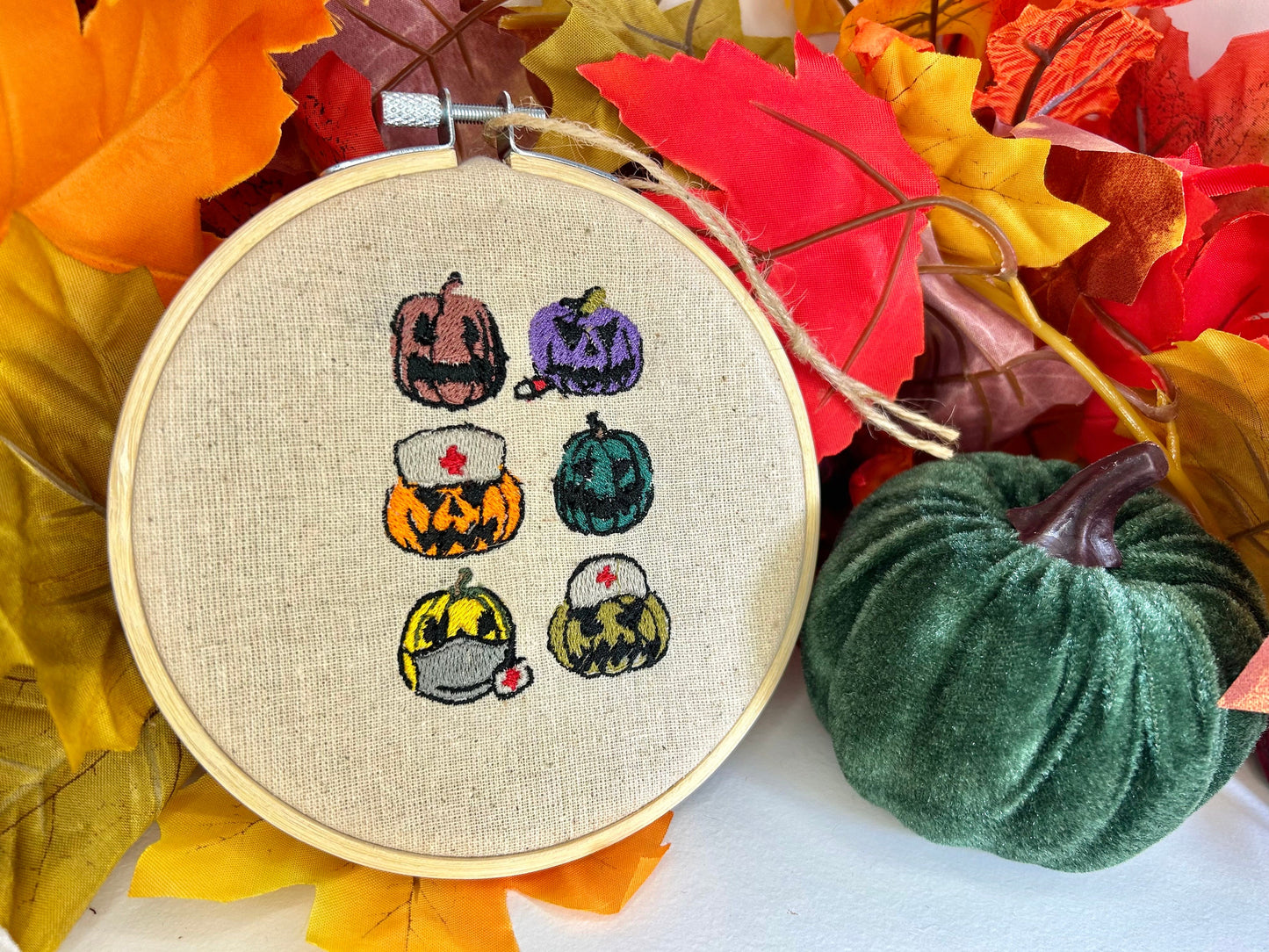 Pumpkin Embroidery Decoration | Medical Halloween Wall Decor | Complete Embroidery Decoration