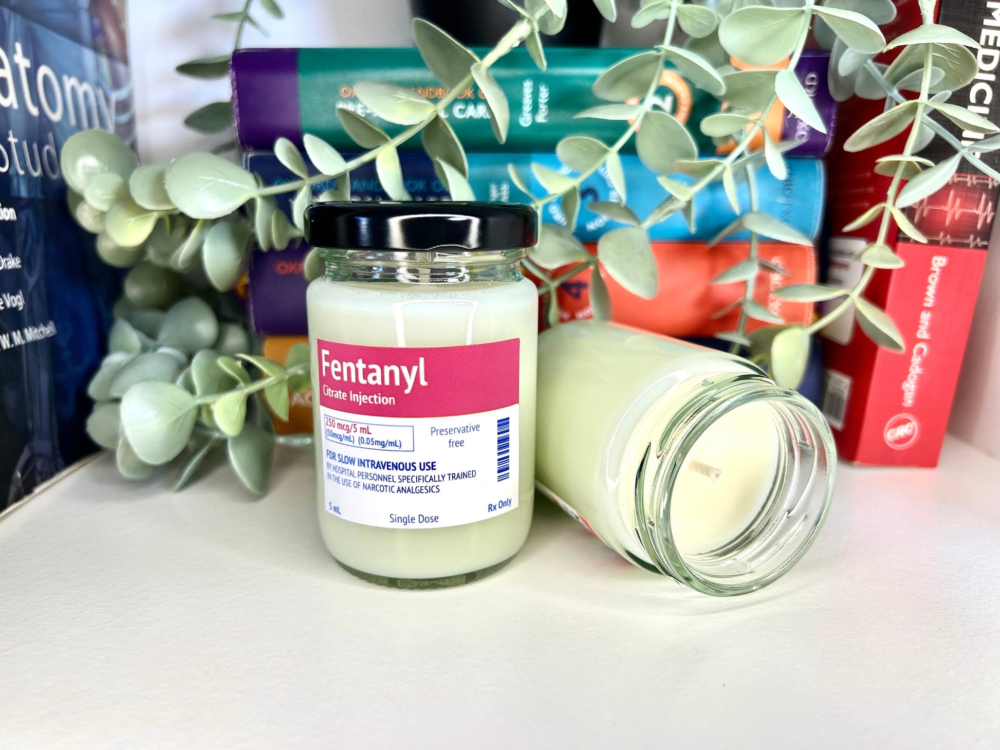 Drug Label Theme Mini Candle | Soy and Coconut Wax | Medic Gift | Anaesthetics | 90g | 3 oz