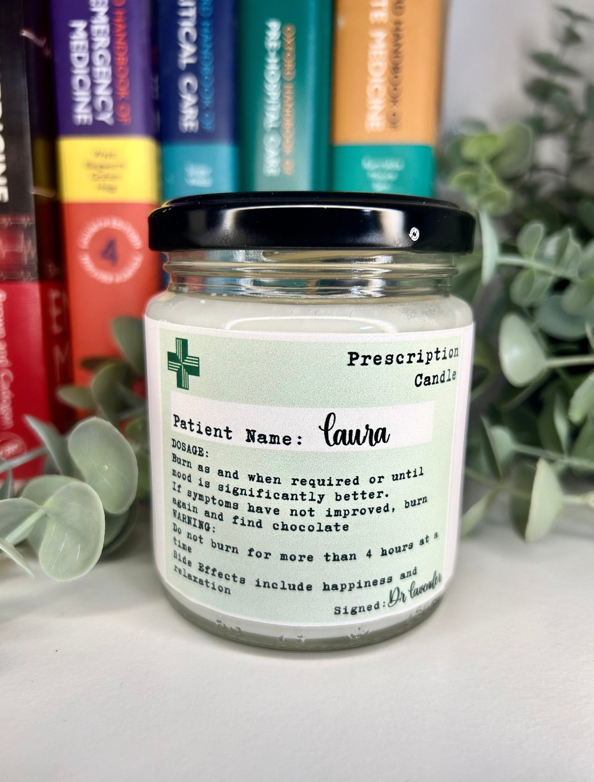 Prescription Candle | Personalised | Soy and Coconut Wax | Medic Gift | Anaesthetics | 180g | 6 oz