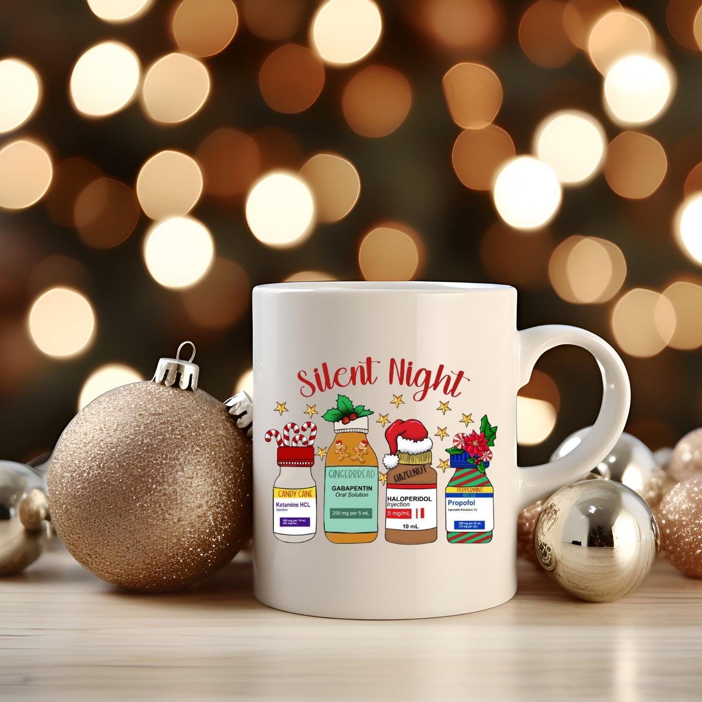 Silent Night Drug Bottle Christmas Mug | Medic Gift | Doctor | ODP | Nurse | Vet