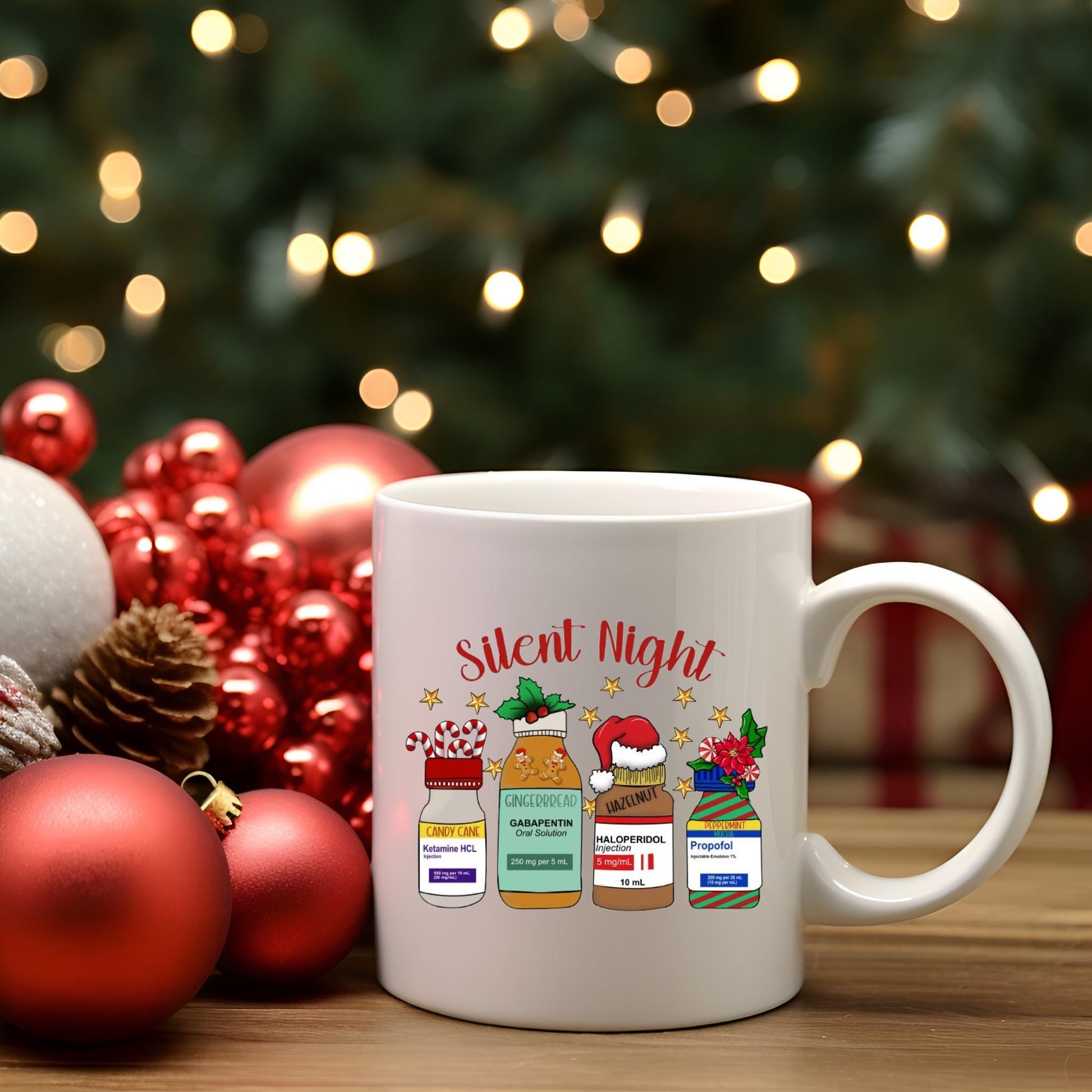 Silent Night Drug Bottle Christmas Mug | Medic Gift | Doctor | ODP | Nurse | Vet