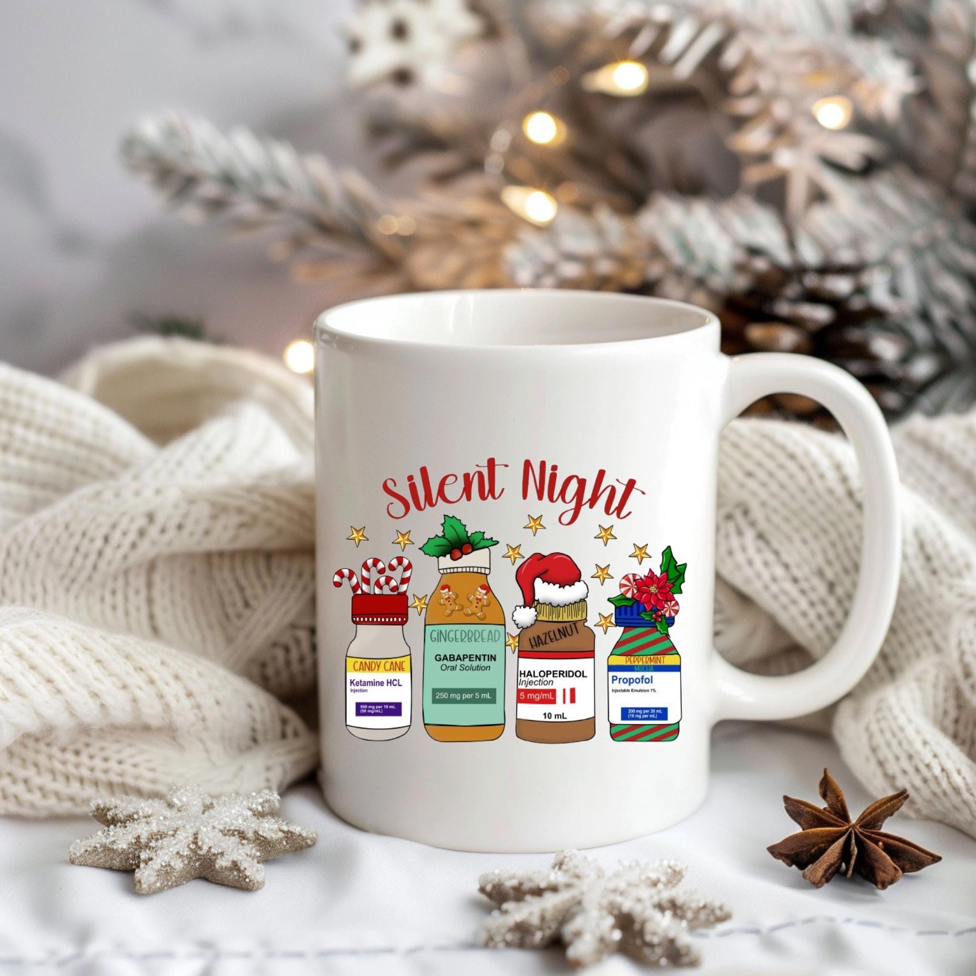 Silent Night Drug Bottle Christmas Mug | Medic Gift | Doctor | ODP | Nurse | Vet