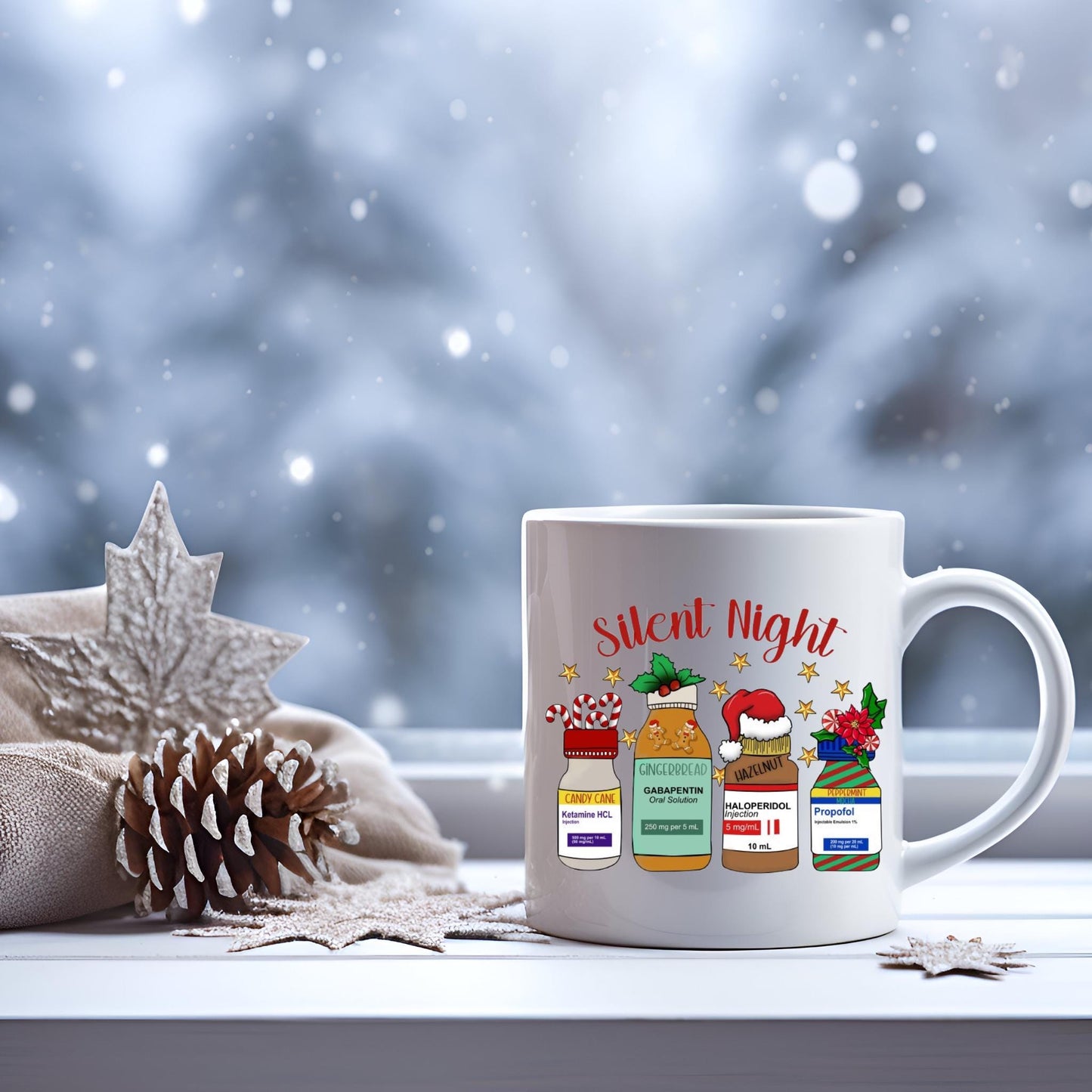 Silent Night Drug Bottle Christmas Mug | Medic Gift | Doctor | ODP | Nurse | Vet