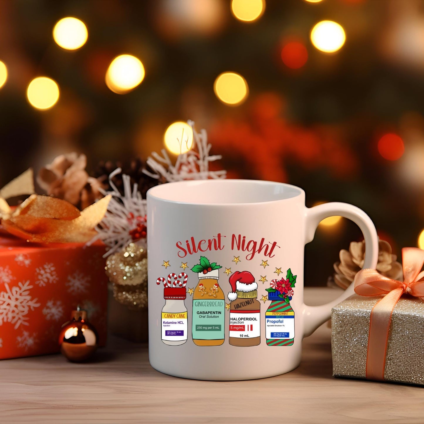 Silent Night Drug Bottle Christmas Mug | Medic Gift | Doctor | ODP | Nurse | Vet